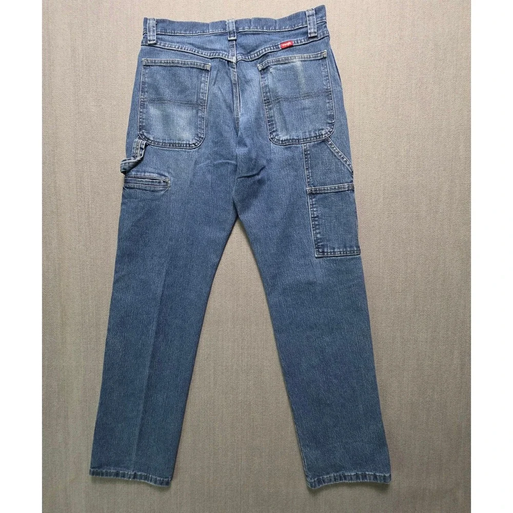 Wrangler Carpenter Jeans Mens 32x34 Blue Denim Utility Workwear Pants